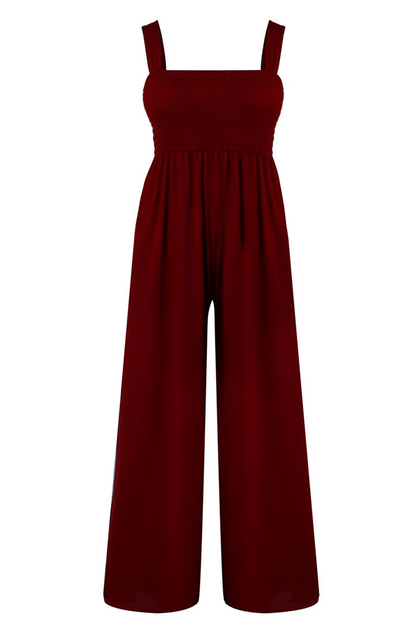 Casual Solid Patchwork Square Collar Straight Jumpsuits(5 Colors)