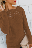 Casual Solid Lace Patchwork O Neck Sweaters (4 Colors)