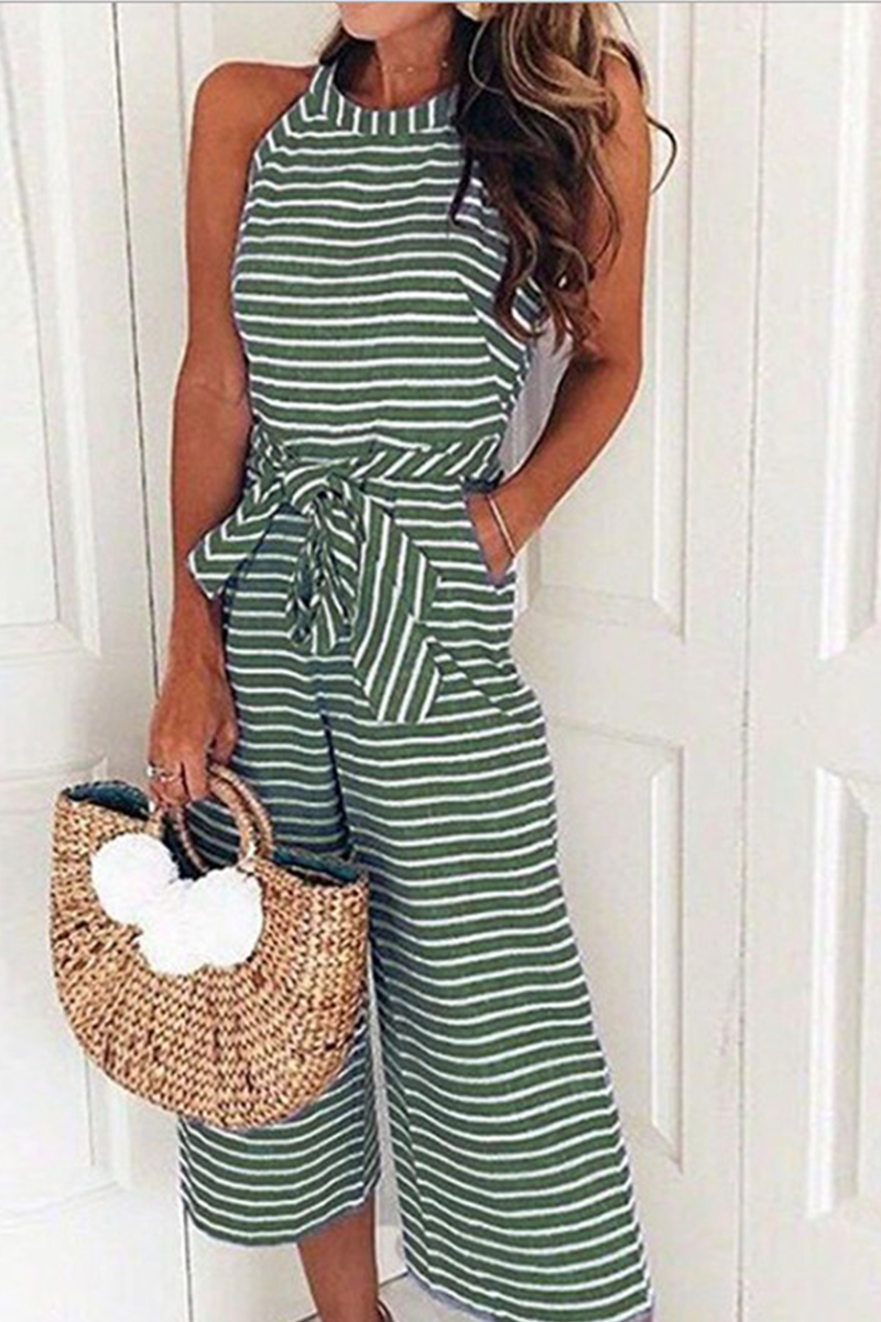 Casual Striped O Neck Loose Jumpsuits(5 Colors)