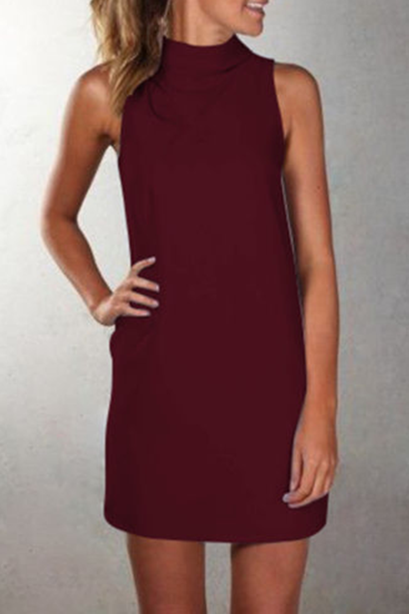Casual Solid Halter Straight Dresses(5 Colors)