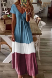 Fashion Solid V Neck Cake Skirt Dresses(4 Colors)