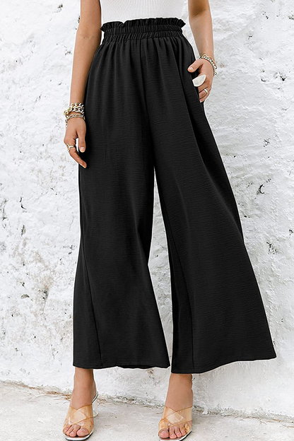 Fashion Solid Loose High Waist Wide Leg Solid Color Bottoms(12 Colors)