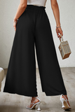 Fashion Solid Bandage Loose High Waist Wide Leg Solid Color Bottoms(5 Colors)