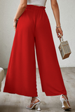 Fashion Solid Bandage Loose High Waist Wide Leg Solid Color Bottoms(5 Colors)