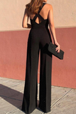 Casual Solid Square Collar Straight Jumpsuits