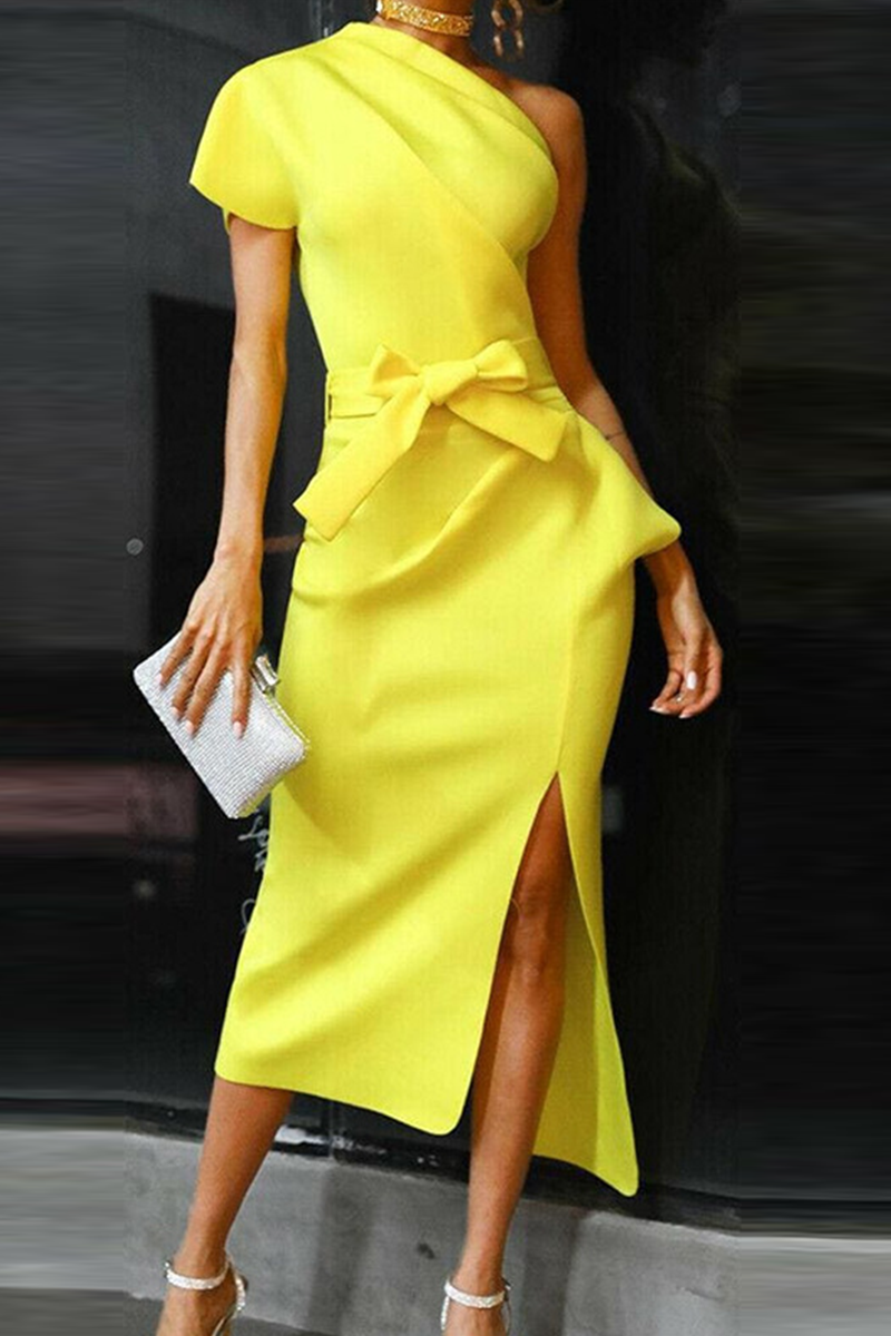 Casual Solid One Shoulder Pencil Skirt Dresses(3 Colors)