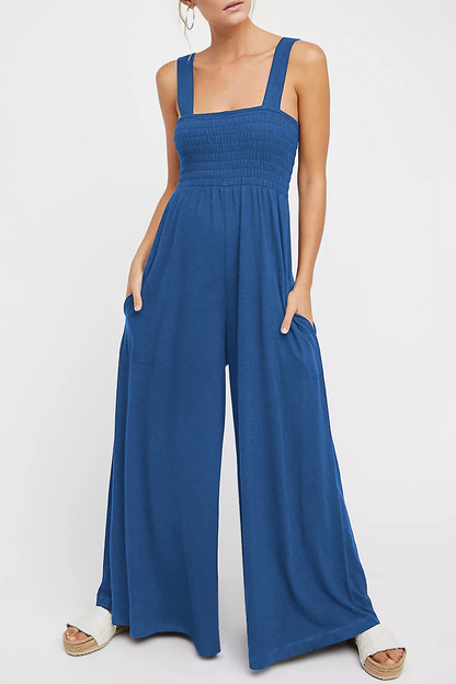Casual Solid Square Collar Loose Jumpsuits(4 Colors)