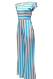 Fashion Striped Flounce Half A Turtleneck Straight Jumpsuits(3 Colors)