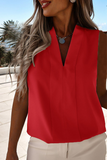 Casual Solid Patchwork V Neck Tops(4 Colors)