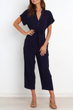 Casual Solid Bandage V Neck Straight Jumpsuits(3 Colors)
