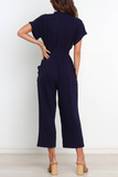 Casual Solid Bandage V Neck Straight Jumpsuits(3 Colors)