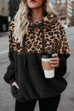 Casual Leopard Patchwork Hooded Collar Tops(5 Colors)