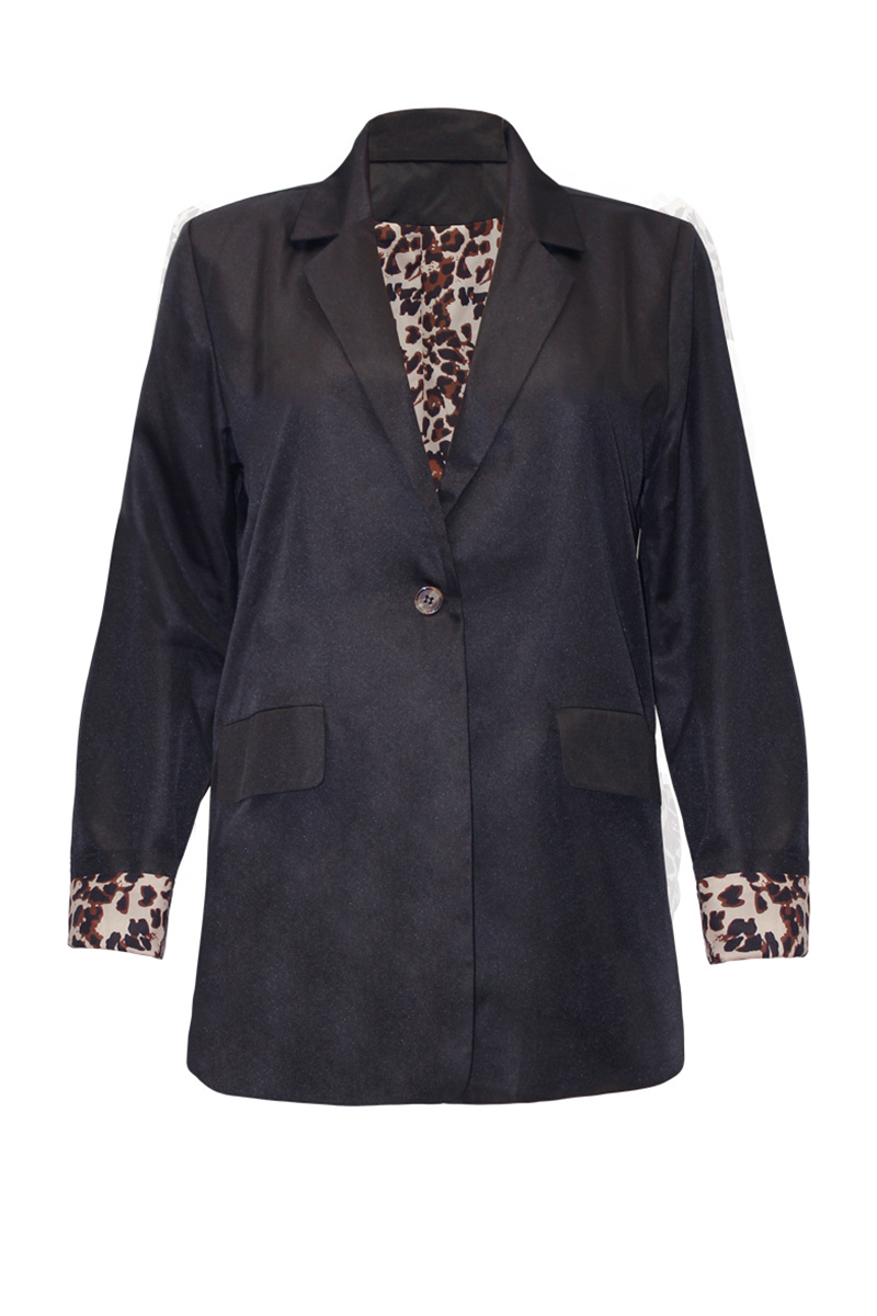 Casual Leopard Patchwork Turndown Collar Outerwear(6 Colors)