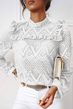 Casual Solid Lace Half A Turtleneck Tops(3 Colors)