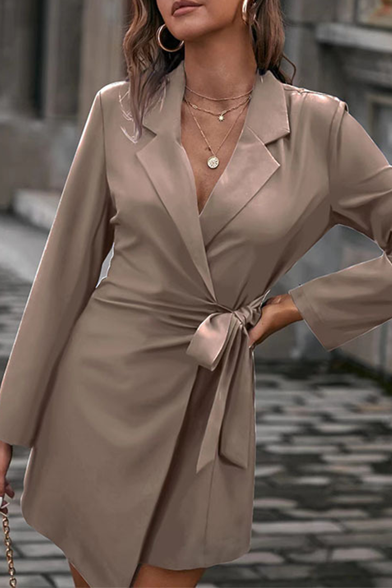Casual Solid Patchwork Turndown Collar Shirt Dress Dresses(11 Colors)