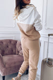 Casual Solid Patchwork Zipper Turndown Collar Long Sleeve Two Pieces(6 Colors)