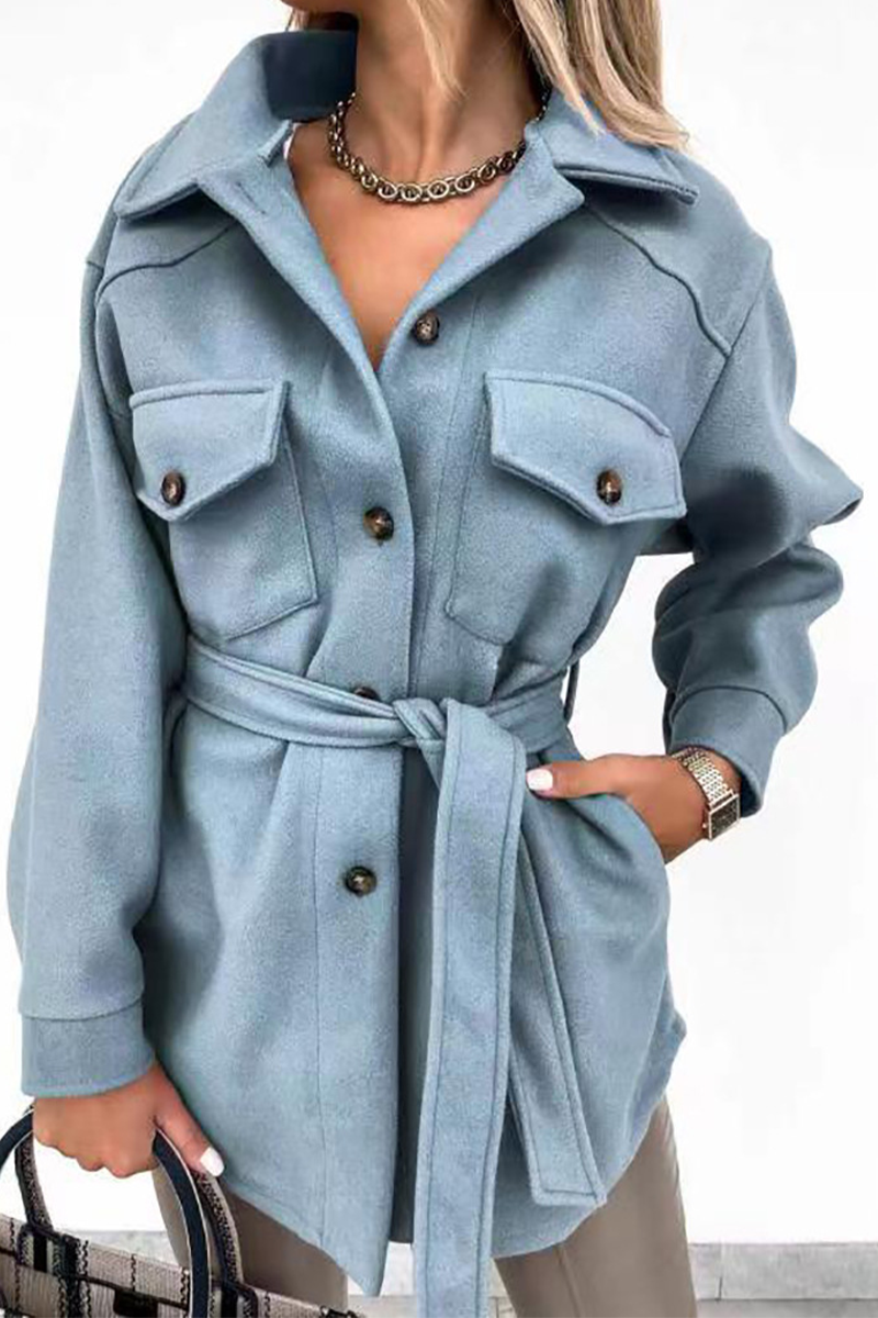 Casual Solid Patchwork Turndown Collar Outerwear(9 Colors)