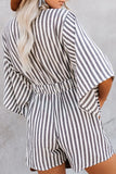 Fashion Elegant Striped Print Strap Design V Neck Loose Jumpsuits(6 Colors)