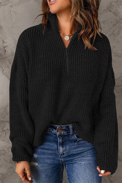 Fashion Solid Zipper Zipper Collar Sweaters(8 Colors)
