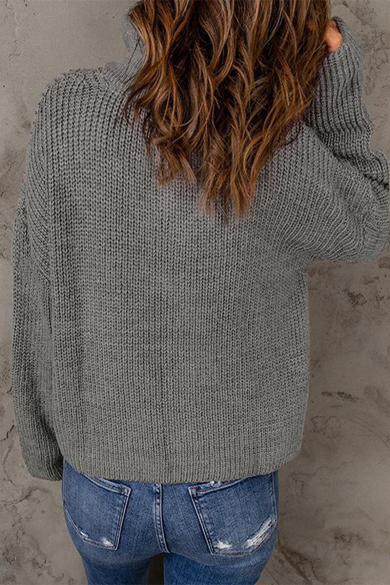 Fashion Solid Zipper Zipper Collar Sweaters(8 Colors)
