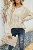 Casual Solid Hollowed Out Patchwork O Neck Sweaters(7 Colors)）