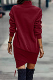 Fashion Solid Color Half A Turtleneck One Step Skirt Dresses(5 Colors)