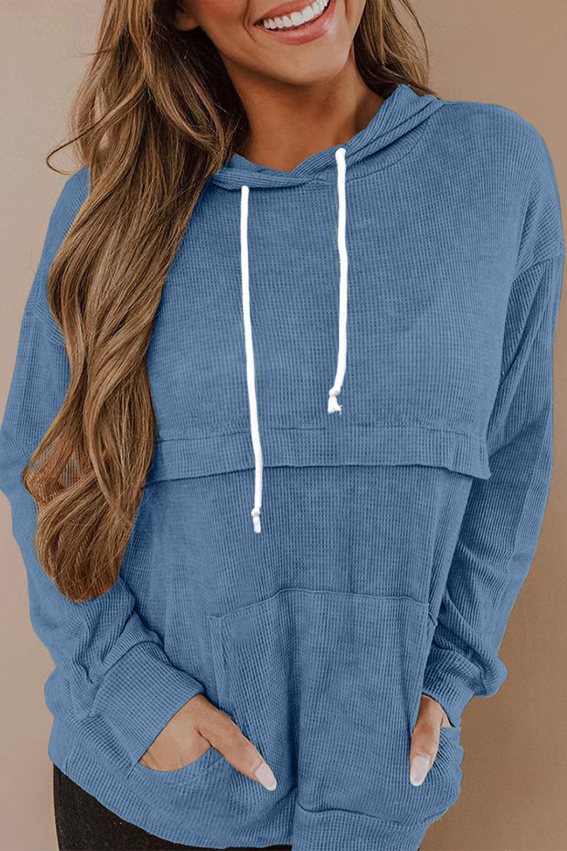 Fashion Solid Color O Neck Hoodies(4 Colors)