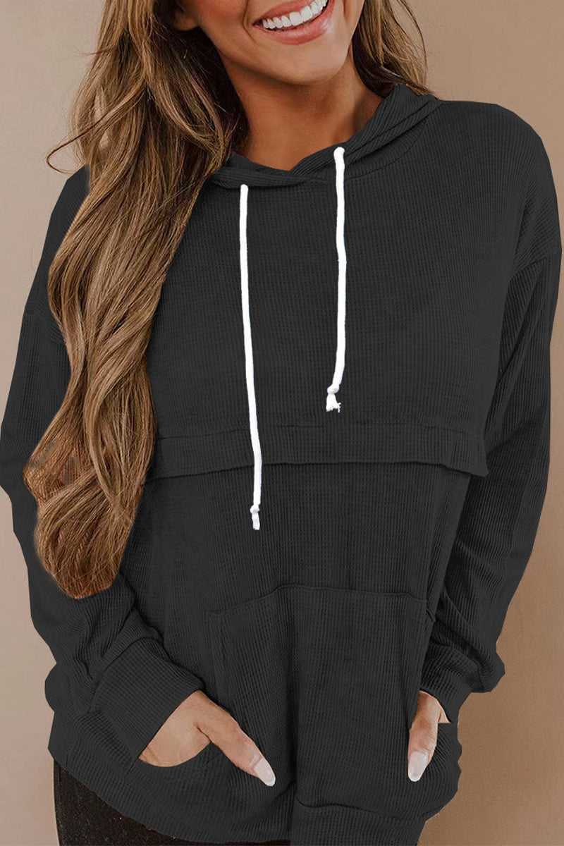 Fashion Solid Color O Neck Hoodies(4 Colors)