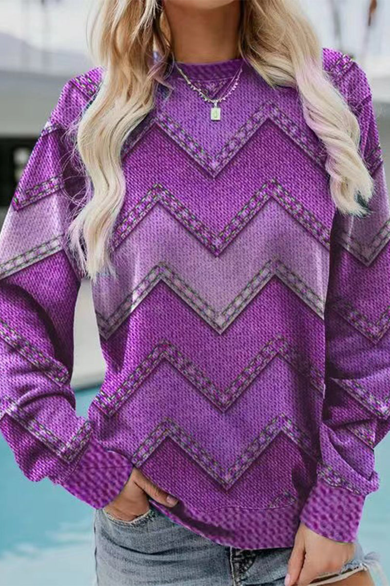 Casual Geometric Printing O Neck Sweaters (6 Colors)