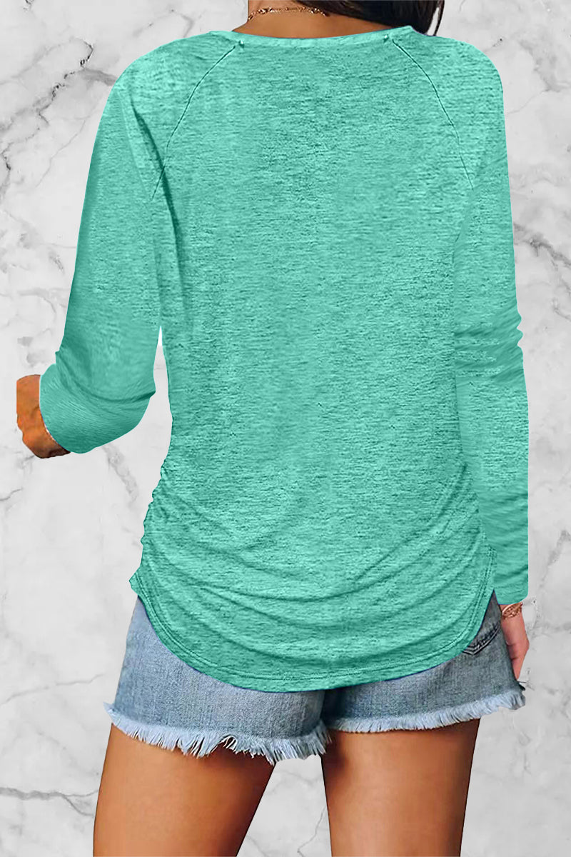 Casual Solid Fold V Neck Tops(8 Colors)
