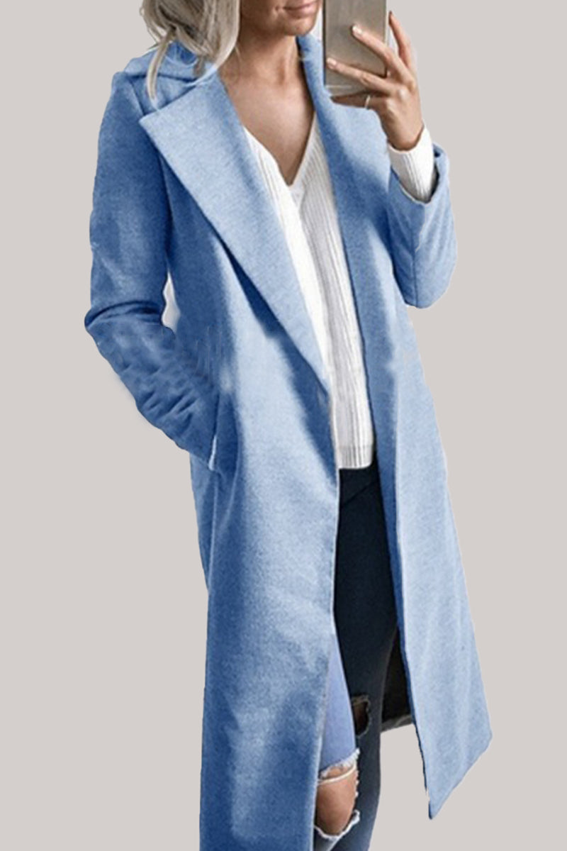 Casual Work Solid Color Turndown Collar Outerwear(4 Colors)