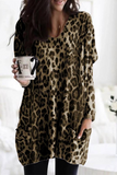 Casual Leopard Patchwork U Neck Straight Dresses