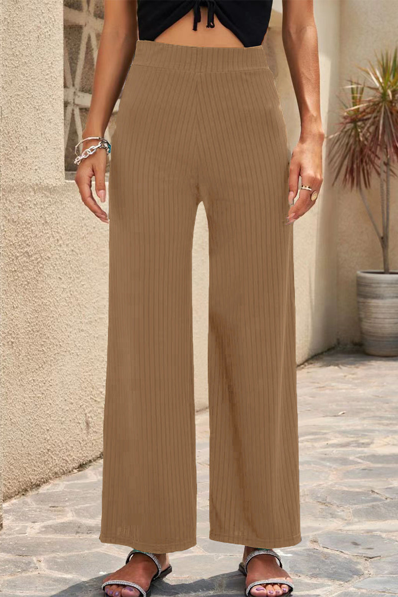 Casual Straight Mid Waist Straight Solid Color Bottoms(6 Colors)
