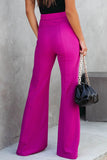 Casual Boot Cut High Waist Wide Leg Solid Color Bottoms