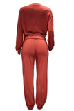 Casual Solid Color O Neck Long Sleeve Two Pieces