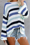 Casual Striped Patchwork Contrast O Neck Sweaters