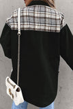 Street Plaid Striped Patchwork Pocket Turndown Collar Outerwear(6 Colors)