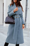 Elegant College Solid Pocket With Belt Turndown Collar Outerwear(6 Colors)