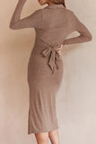 Celebrities Elegant Solid Color Turndown Collar One Step Skirt Dresses(10 Colors)