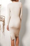 Elegant Print Solid Color O Neck One Step Skirt Dresses(5 Colors)