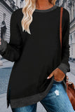 Casual Solid Contrast O Neck Tops(10 Colors)
