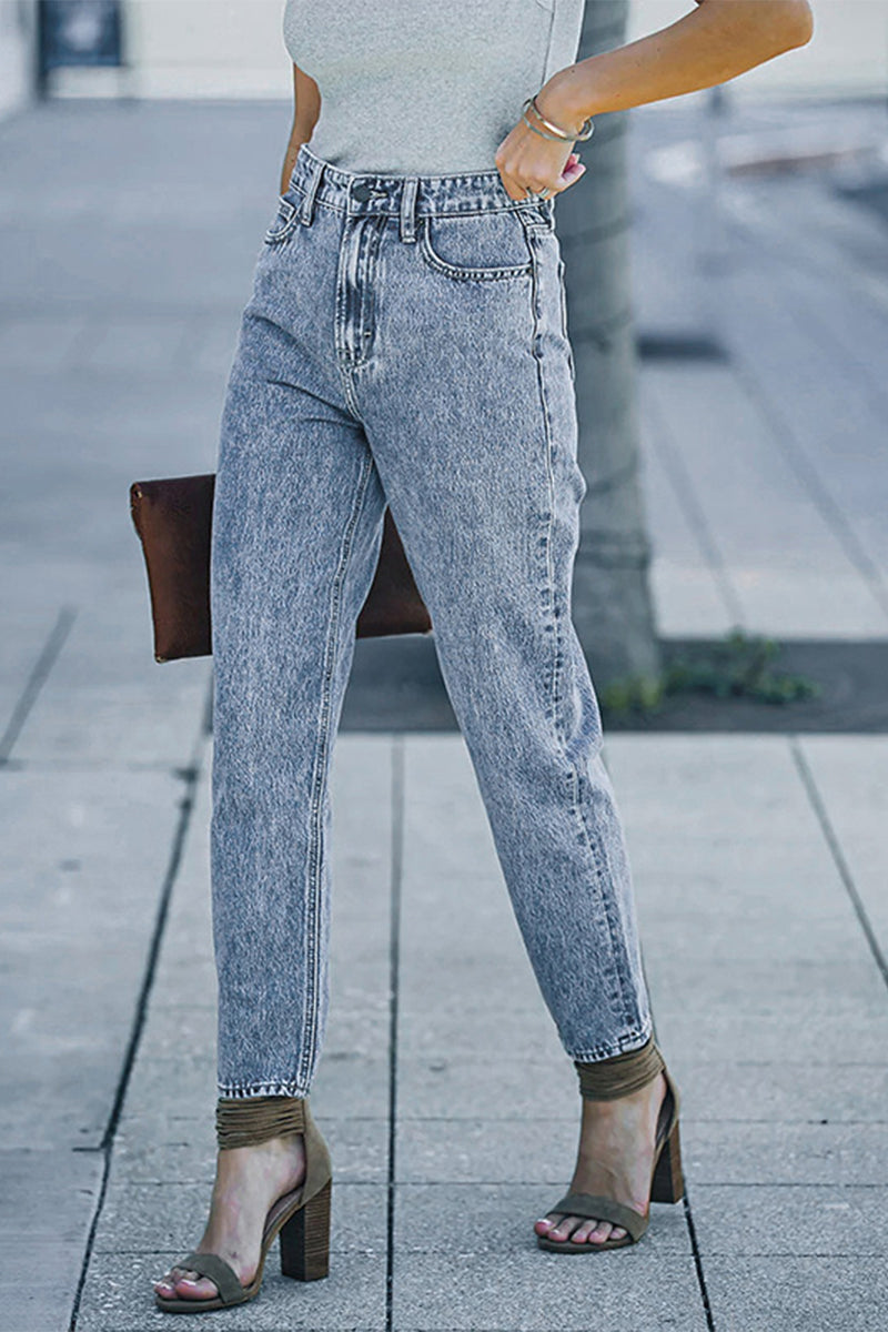 Street Solid Straight Denim Jeans