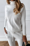 Casual Solid Color Turtleneck Long Sleeve Two Pieces(9 Colors)
