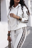 Street Solid Patchwork Hooded Collar Long Sleeve Two Pieces(4 Colors)