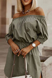 Simplicity Solid Draw String Off the Shoulder A Line Dresses