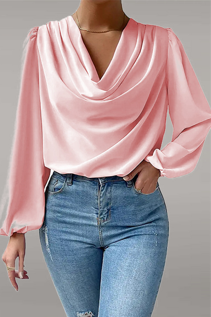 Casual Solid Patchwork U Neck Tops(6 Colors)