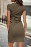 Casual Solid Solid Color O Neck One Step Skirt Dresses(10 Colors)