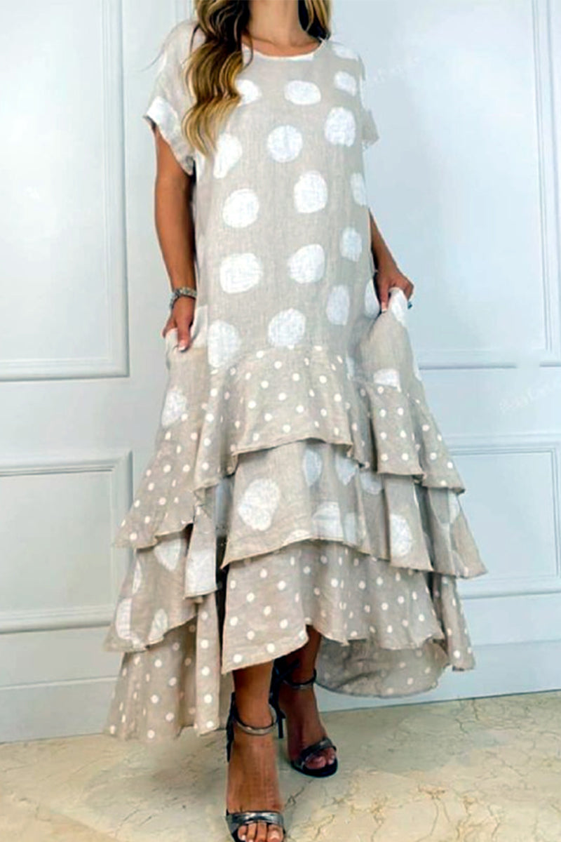 Casual Dot Patchwork Printed Dress Dresses(10 Colors)
