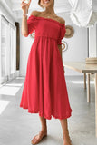 Sweet Elegant Solid Solid Color Off the Shoulder A Line Dresses(3 Colors)