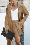Casual Simplicity Solid Turndown Collar Long Sleeve Two Pieces(5 Colors)